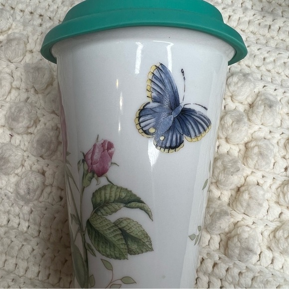 LENOX AMERICAN BY DESIGN Butterfly Meadow Ceramic Tumbler Decorative Travel Mug - Picture 14 of 14